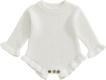 Load image into Gallery viewer, Personalized Baby Girl Knit Ruffle Romper
